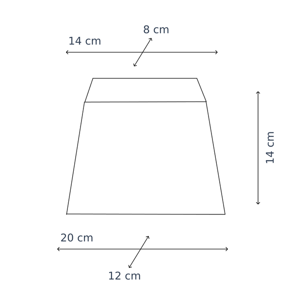 Maßzeichnung mit allen Abmessungen in Zentimetern: Various Lampenschirm Rechteckig Conica Rechteck - Hellbraun - 20 cm - Baumwolle