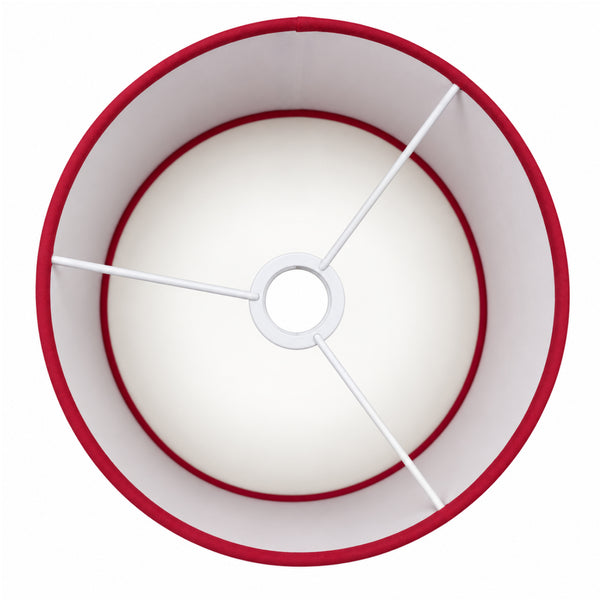 Leuchtender roter Lampenschirm aus Baumwolle im minimalistischen Design.
