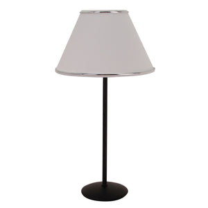 Modern gestalteter Lampenschirm in Silber und Weiß, ideal für eine stilvolle Beleuchtung in jedem Raum.