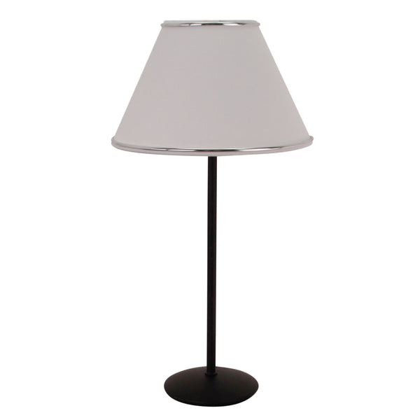Modern gestalteter Lampenschirm in Silber und Weiß, ideal für eine stilvolle Beleuchtung in jedem Raum.