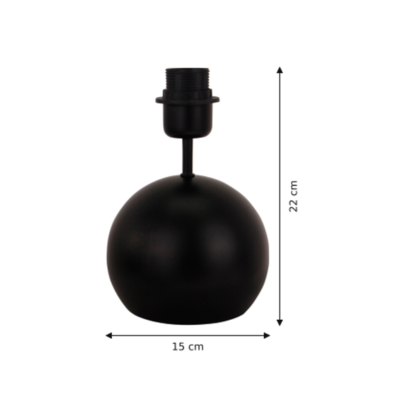 Maßzeichnung mit allen Abmessungen in Zentimetern: Various Lampenfuß Porto - Schwarz - 22 cm - Metall - E27
