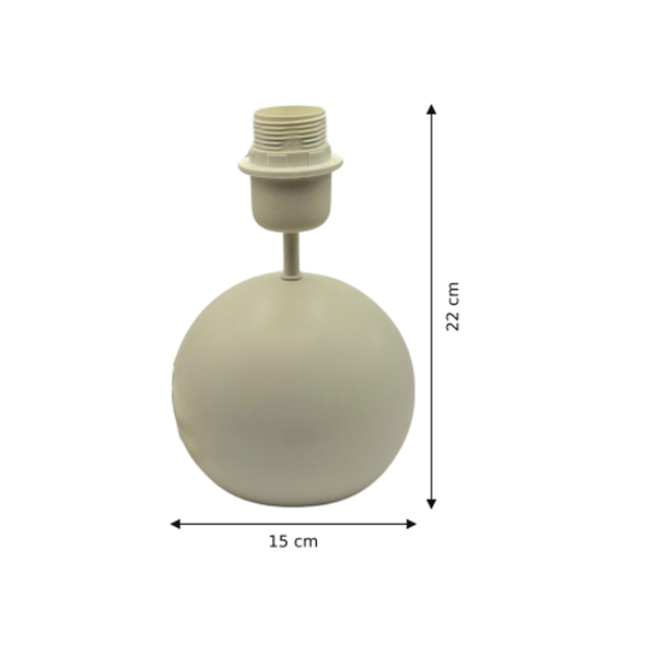 Maßzeichnung mit allen Abmessungen in Zentimetern: Various Lampenfuß Porto - Sand, Weiß - 22 cm - Metall - E27