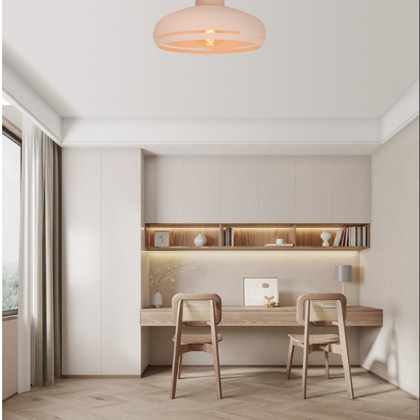 Die cremefarbene Deckenleuchte Streifen mit modernem Design bringt eine warme Atmosphäre in jeden Raum.