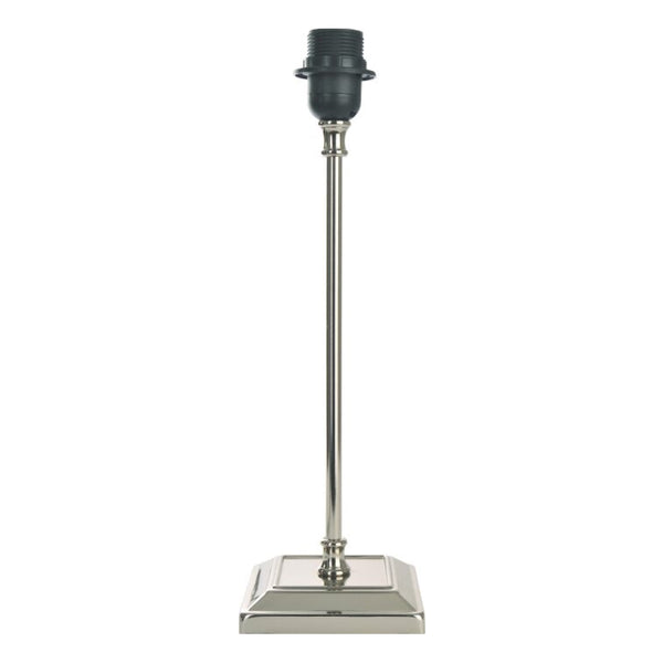 Eleganter Lampenfuß in Nickel mit 38 cm Höhe. Ideal für moderne Leuchten und als stilvolles Design-Element.