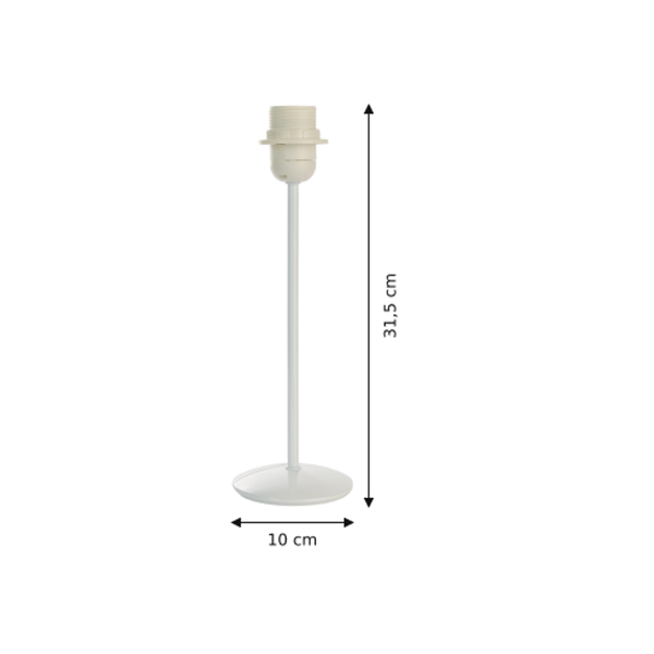 Maßzeichnung mit allen Abmessungen in Zentimetern: Various Lampenfuß Universal - Weiß - 31.5 cm - Metall - E27