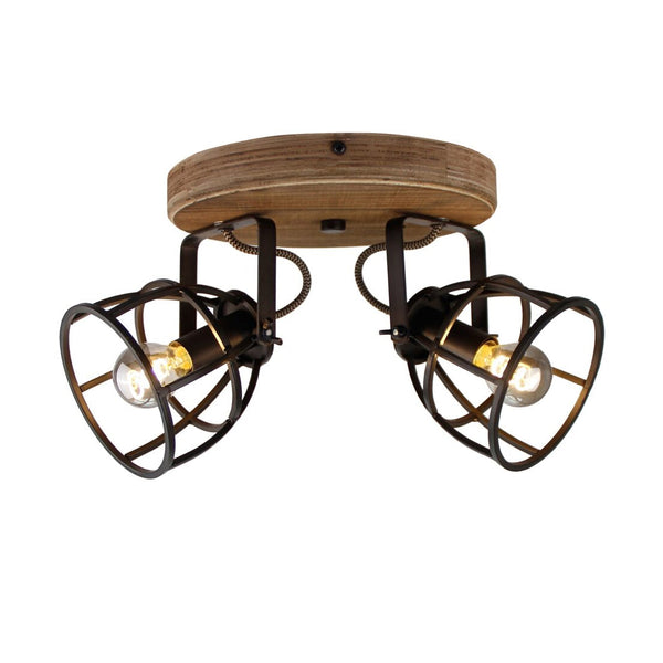 Schlichte Deckenleuchte Frame mit Holz und schwarzmetallic. Ideal für industrielle Wohnstile und gemütliche Akzente.