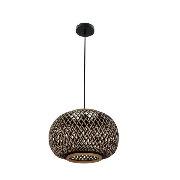 Die Weaving Pendelleuchte in Natur und Schwarz bringt ländlichen Charme in jeden Raum. Ideal für gemütliche Essbereiche.