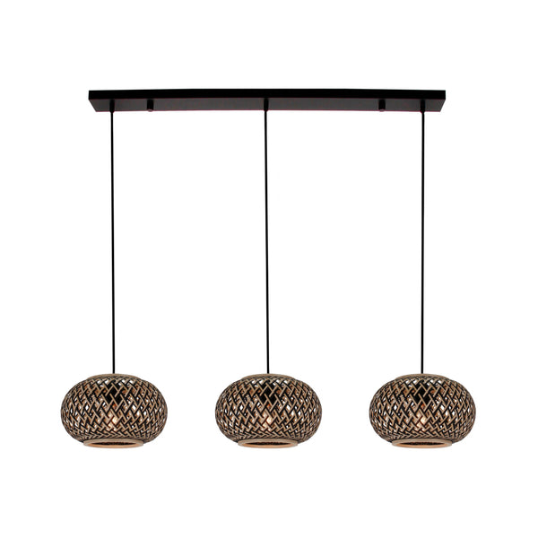 Die braune Pendelleuchte Weaving in 120 cm bringt ländlichen Charme in jeden Raum.