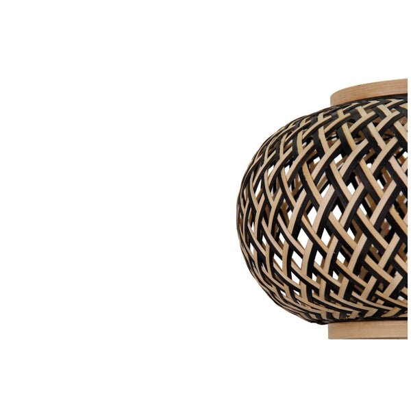 Detailaufnahme der braunen Weaving Tischleuchte mit einzigartigem Design.
